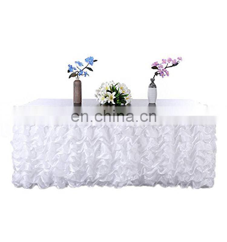 Fancy Organza Ruffled Table Skirting for Wedding
