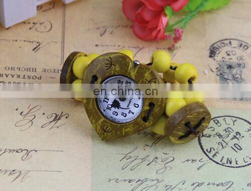 Small wrist women Big dial fashion mexican beach watch Coconut Shell Printed Flowers Bracelet Ethnic wristwatch