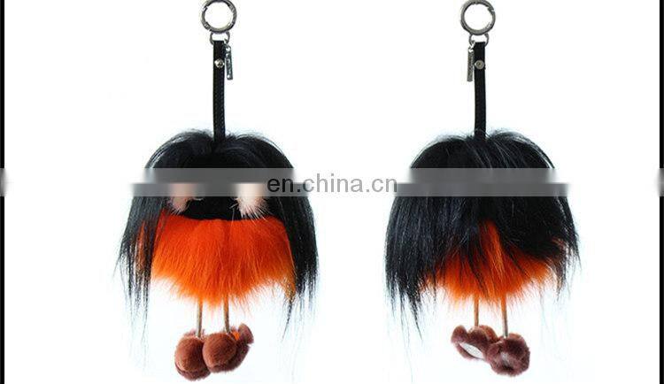 Luxury Colorful Fox Fur Animal Accessory / Fox Fur Bag Charm Key Chain
