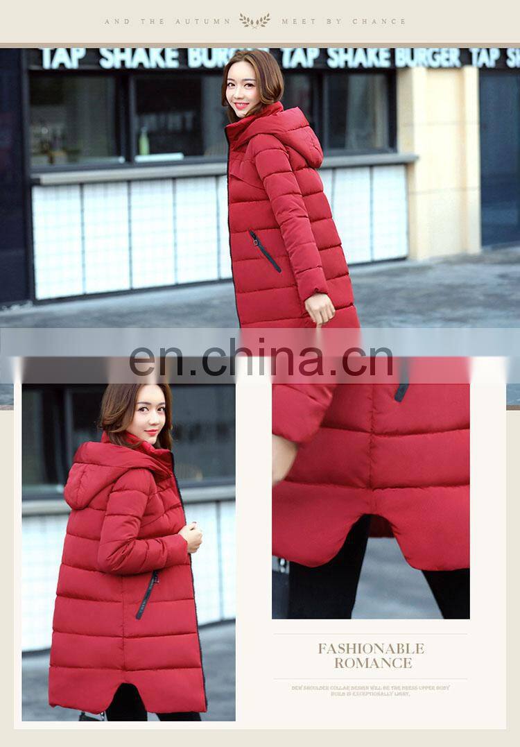 2017 autumn and winter new in the long section was thin down jacket hooded coat thickening coat