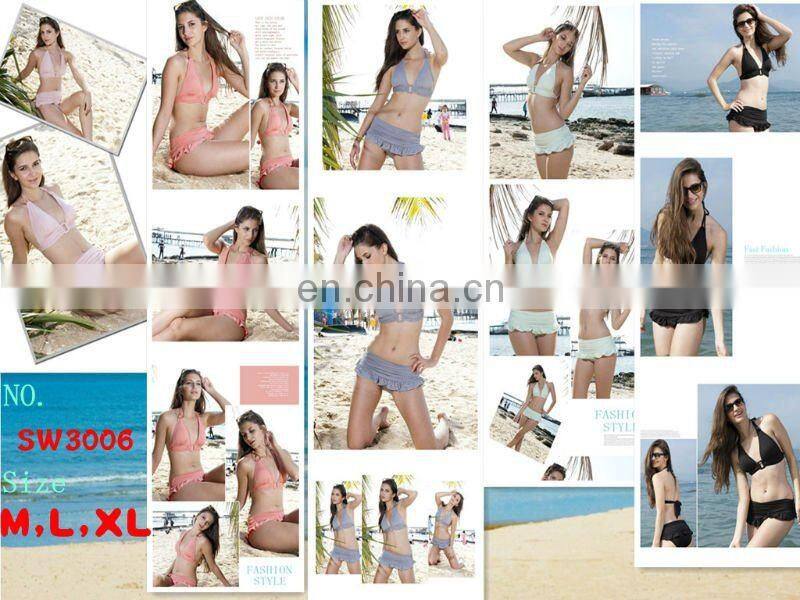 Sexy lace bikini with halter bra and miniskirts beach wear