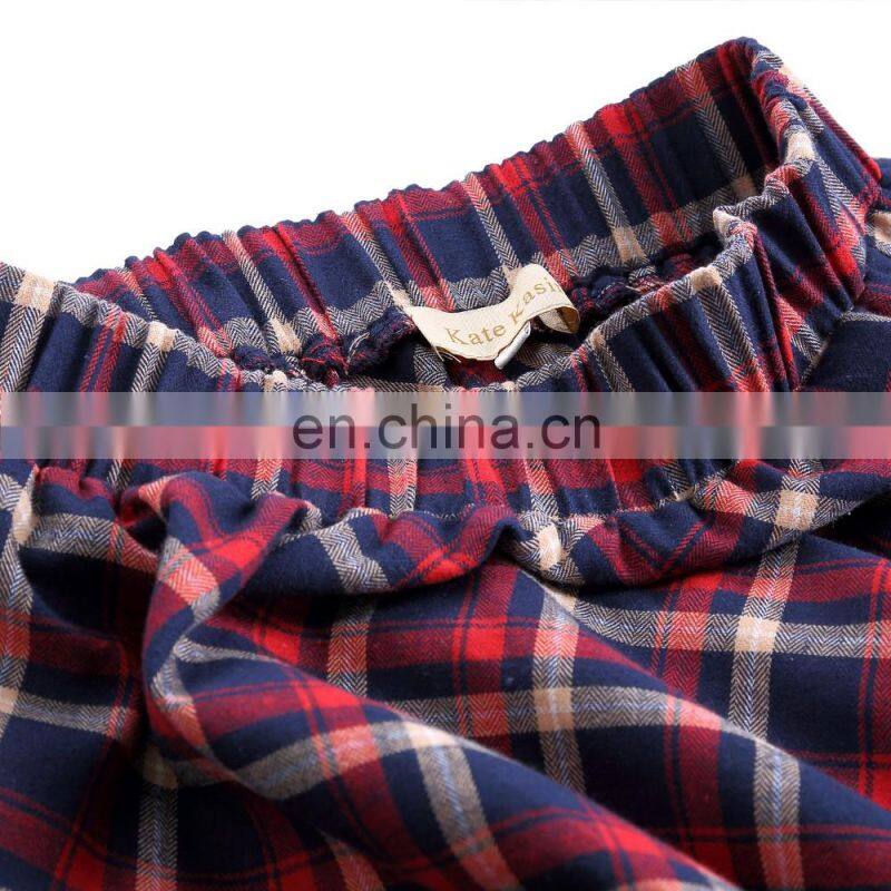 Kate Kasin Women's Vintage Fashion Grid Pattern Plaid A-Line Skirt KK000495-1