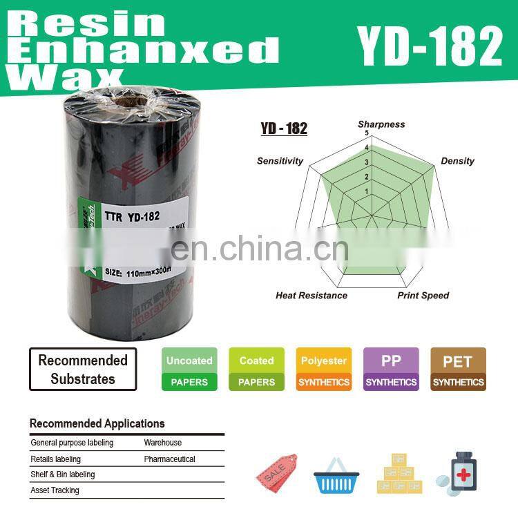 YD106 customize Wax TTR Thermal Transfer printing maker labels ribbon