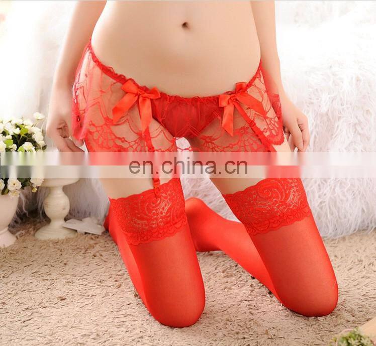 Sexy Womens Sheer Lace Top Thigh-Highs Stockings & Garter Belt Suspender Set