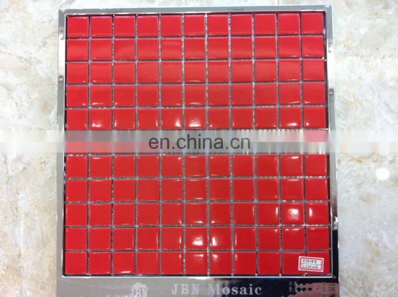 glazed red ceramic swimming pool mosaic tile