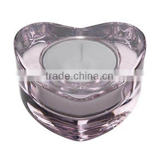 Hand made heart shaped thick wall and round in center clear and red votive candle holder
