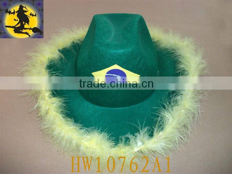 Green Felt Brazil Top Hat with Yellow Ribbon