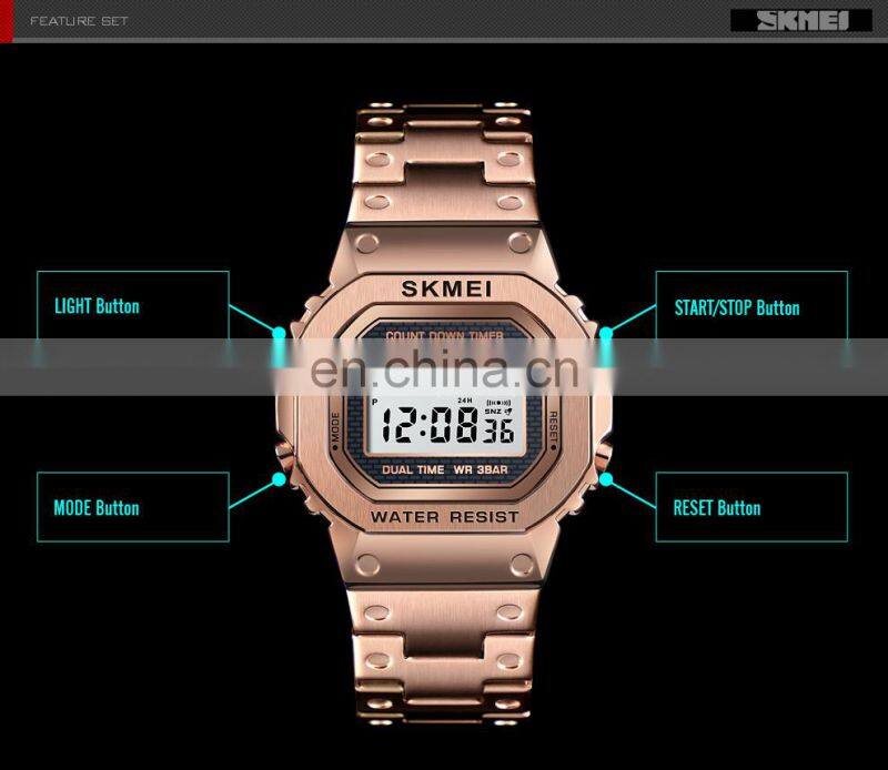 Skmei 1456 stainless steel watch jam tangan pria waterproof wristwatches men