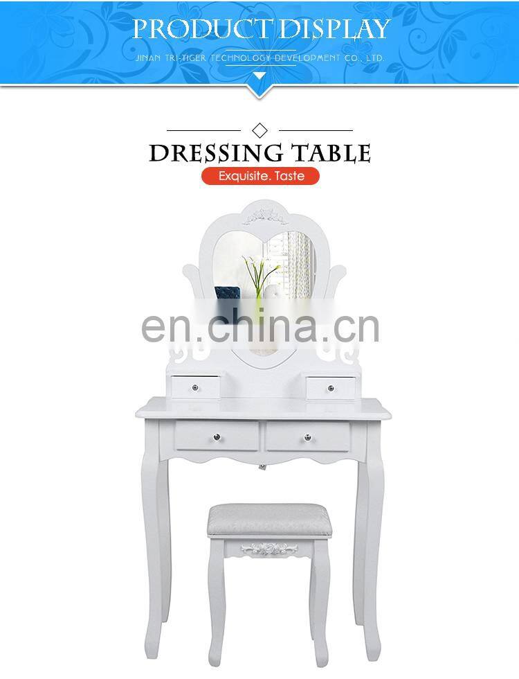 Vanity Table Mirror Wooden Makeup Table Mirrored Dresser Dressing Table