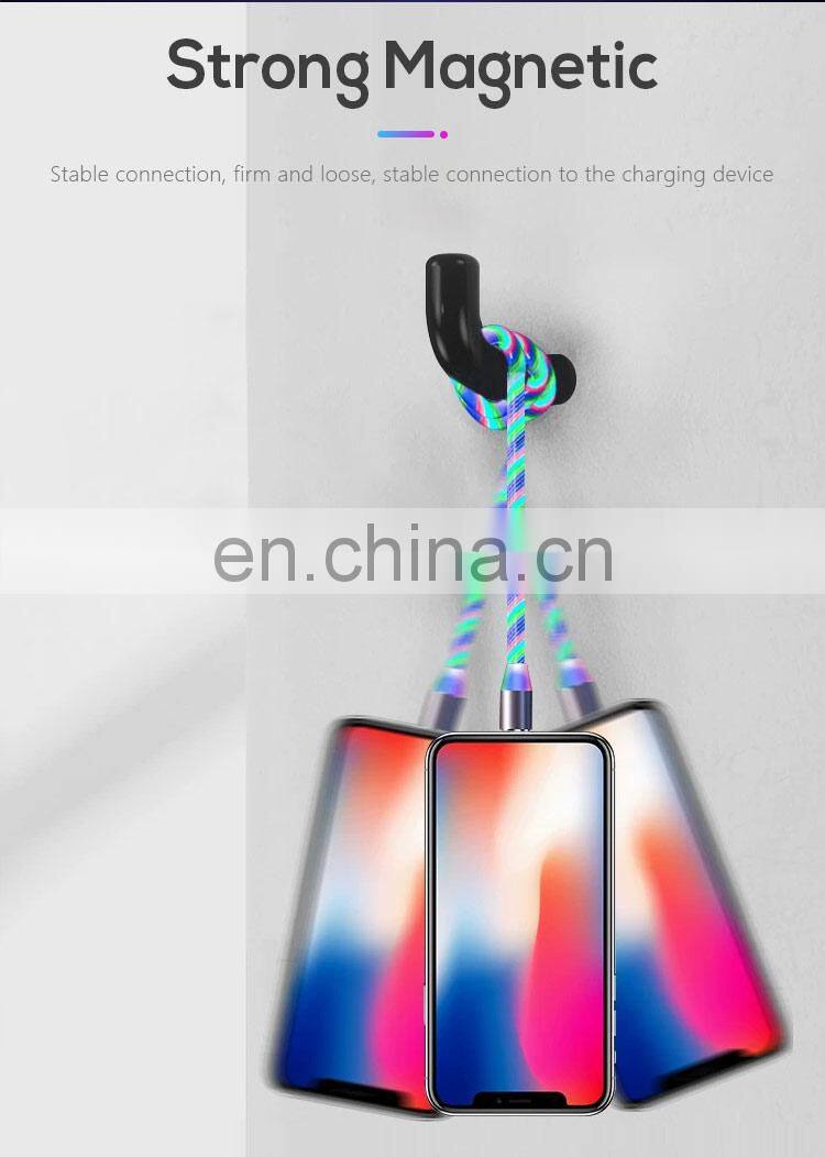 Wholesale Magnetic Fast Charging USB Cable Flowing Light Phone Accessories Data Cables