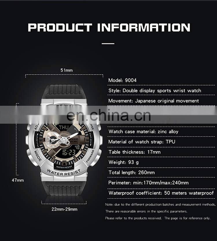 SANDA 9004 Hot Sale High-grade Men Watch Multifunctional Mirage Digital Wristwatch logo watch