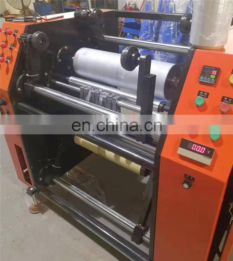 UTFQ500S semi automatic pallet plastic pe stretching wrapping film cutter Rrewinder machine price