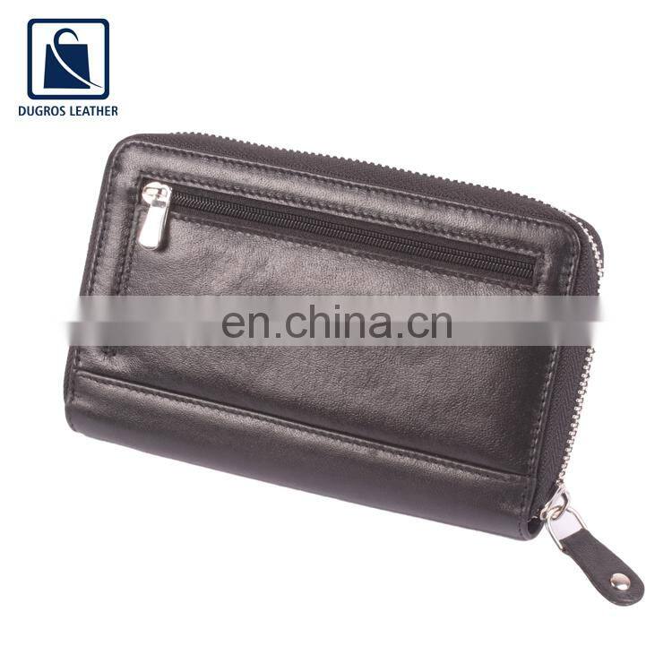 Nickle Fitting Fashion Style Polyester Lining Material Luxury Genuine Leather Women Wallet from Indian Manufacturer