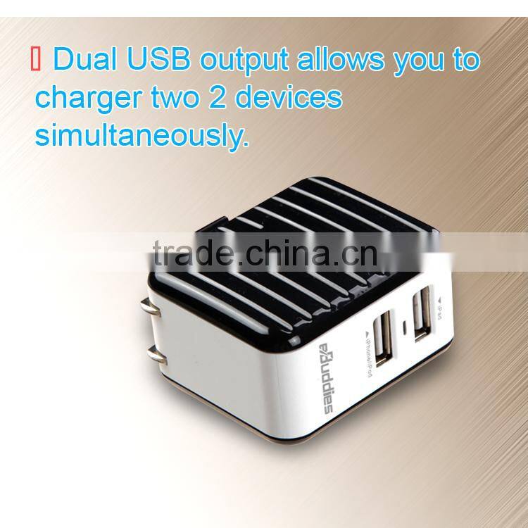 Black 3.4A USB Wall Charger Portable battery charger Home Travel cell phone Charger US AC