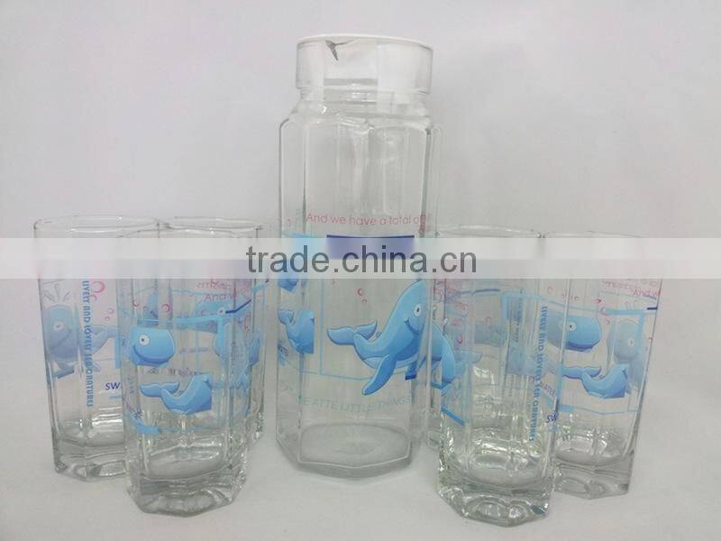 drinking water glass set 7pcs,water pitcher