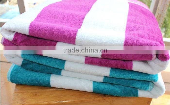 Velour cabana stripe beach towel