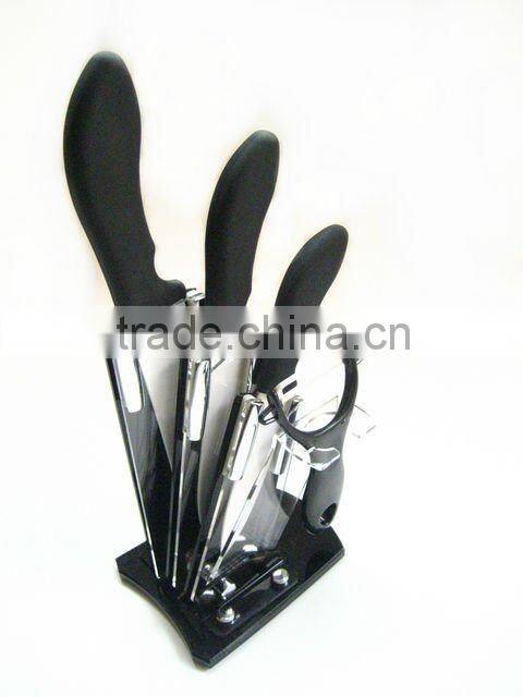 High grade 4 pcs ceramic kitchen knife set with acrylic stand 002A