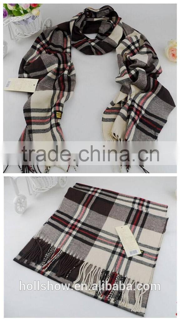 Fashion Classic Baby Boys Girls Autumn Winter Checked Plaid Knitted Scarf With Tassels