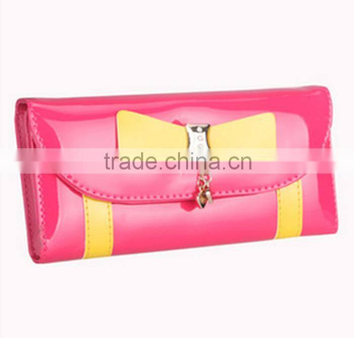 Fashion bright pu lady long wallet