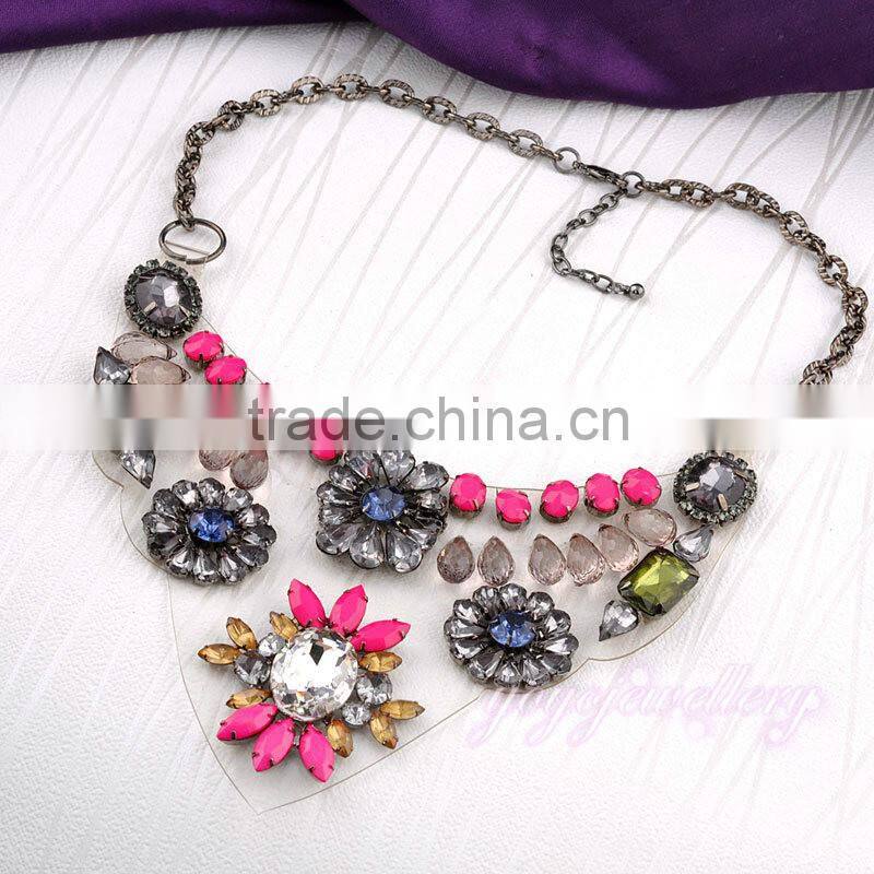 Bohemia design gold plated color stones choker fashion necklace