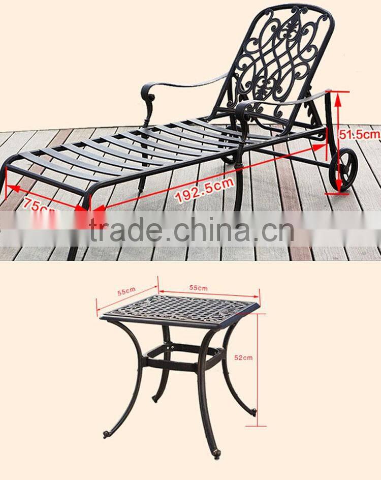 Outdoor Classic Beach Lounge Design Sofa Hollow Cast Aluminum Chaise Lounge Sofa