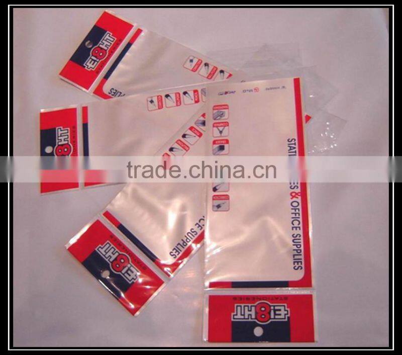 colorfull plastic bags with die cut and header