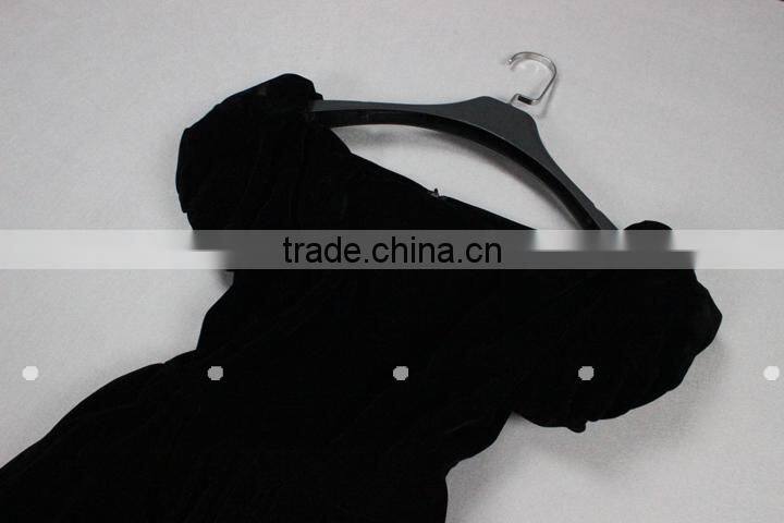 2014 New Arrival name brands black elegant puff sleeve boat neck mid-calf slim fit dress for fashion ladies 140312