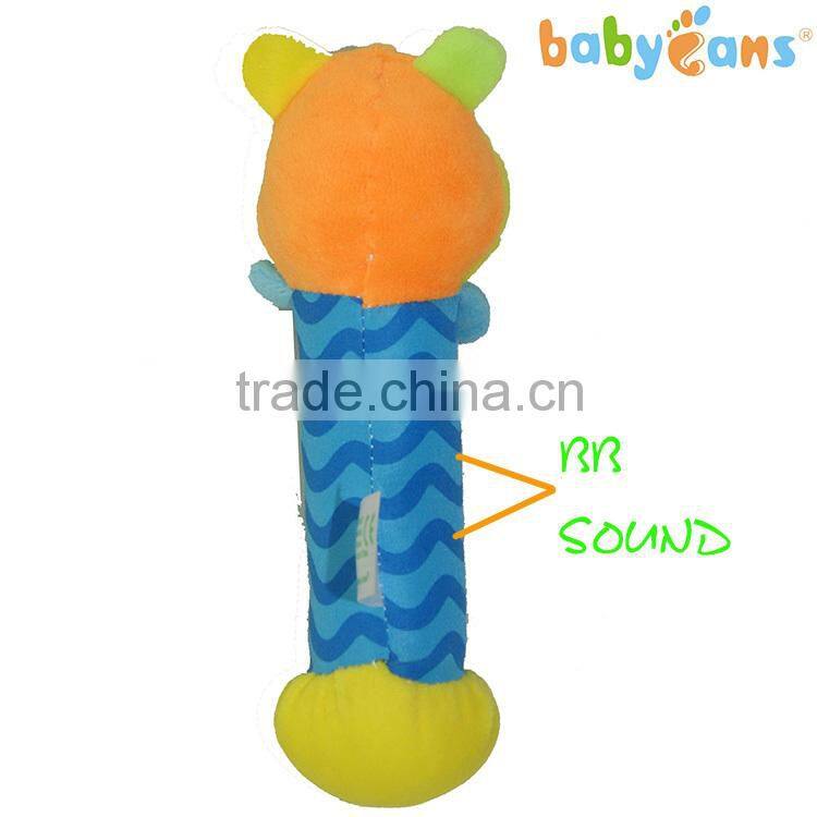 Animalted shaped plush baby rattle toyS with bb sticks for reborn baby dolls