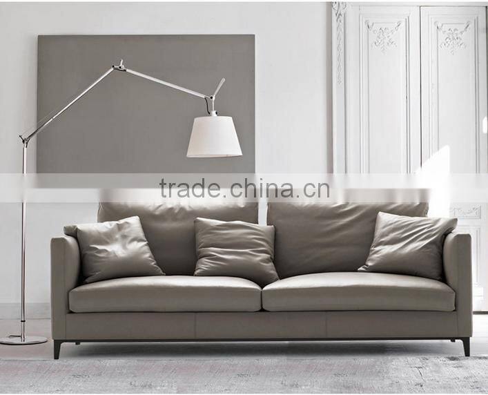 Modern elegant leather sofa set in black New design 2016
