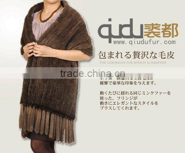 QD-LT8972 Factory Direct Sale Fur Shawl Classic Mink Fur Shawl