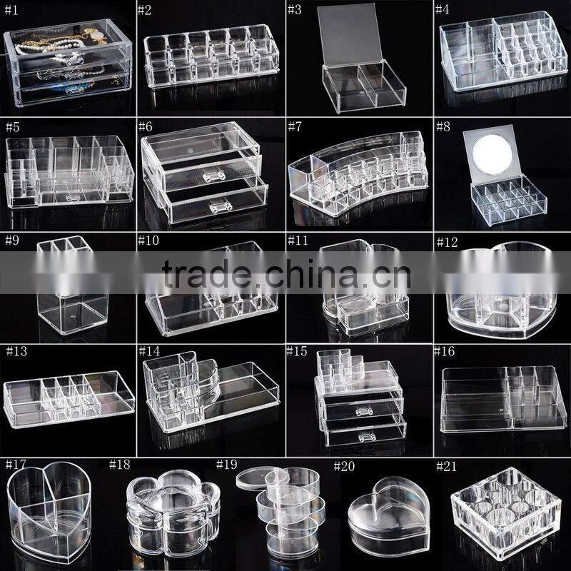 2016 new style ACRYLIC,PS,PET, PP, custom acrylic makeup organizer cosmetic display case