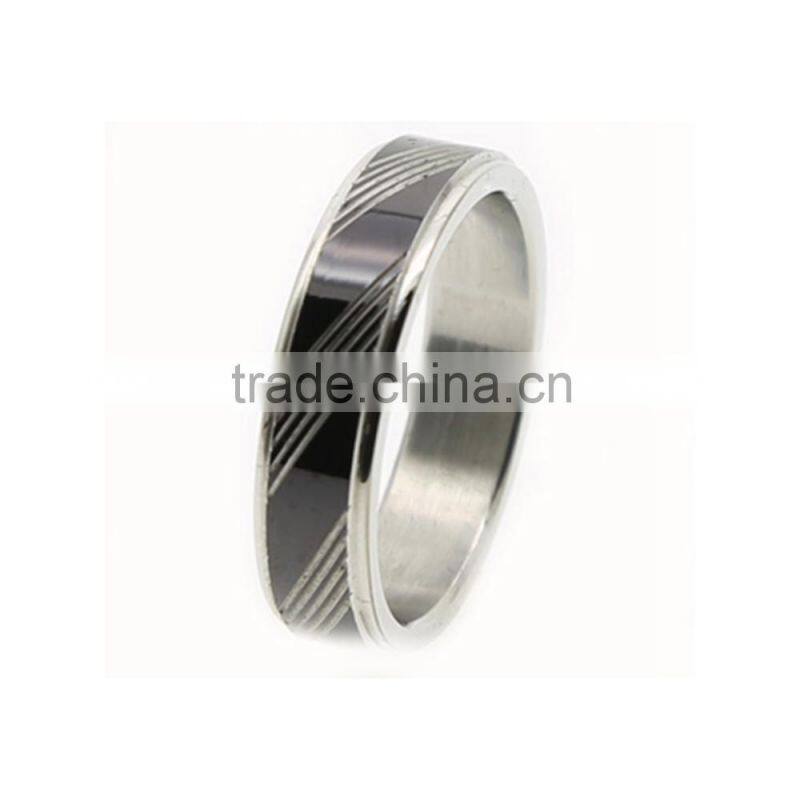 Stainless Steel Rings Striped Decorative Engraved Design Rings