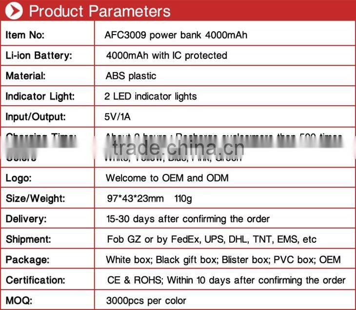 Portable Design 4400mAh Long Lasting High Capacity Manual for Power Bank