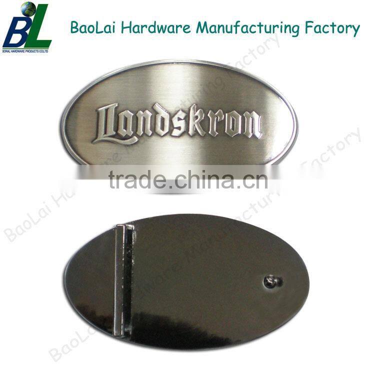 Oval shape embossed zinc alloy reversible belt bukle for men