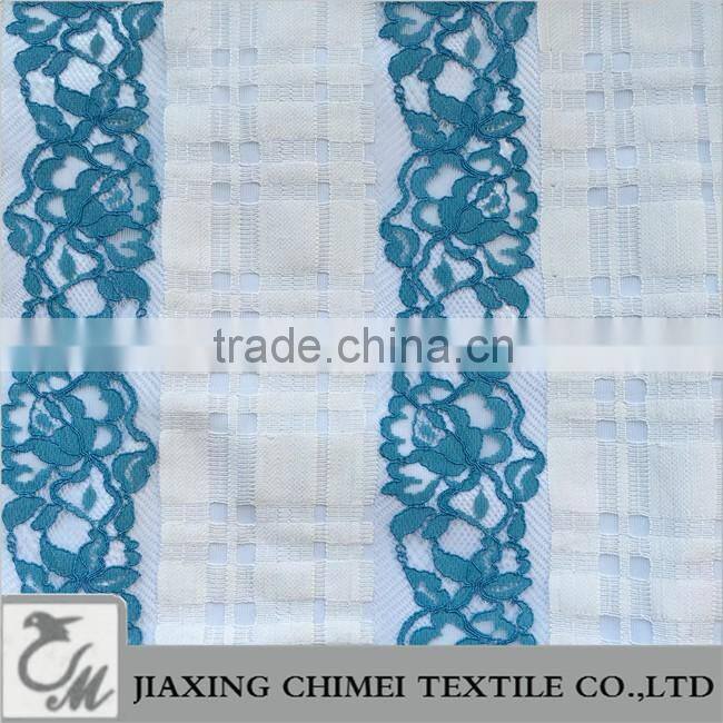 blue & white strip lace fabric