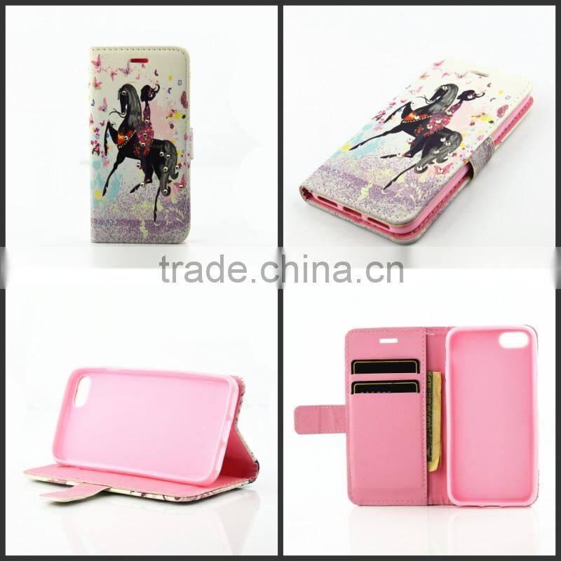 Happniess Girl leather case, wallet case stand cover for iphone 7, for new iphone cover