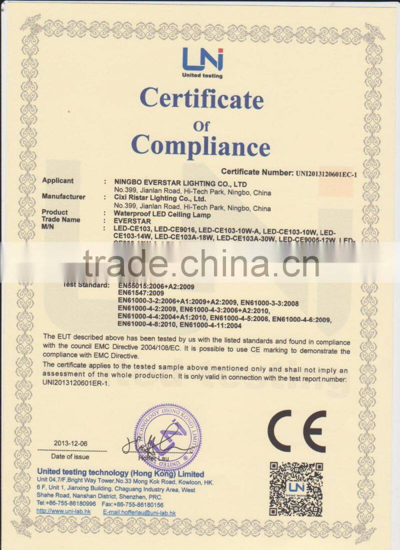 Private Model Europe Market 25W 1870lm IP66 LED Ceiling Light