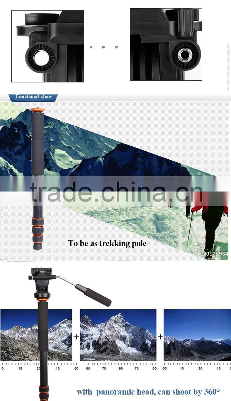 QZSD-Q228C Travel Carbon Fiber Tube Professional DSLR Digital Camera monopod Golden color Camera Video Tripod monopod