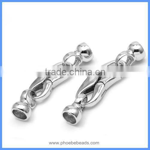 Wholesale White Rhodium Plated 925 Sterling Silver Lobster Spring Clasp With End Cap For Pearl Jewelry SC-CZ040