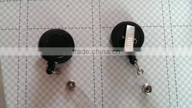 Customized white round Metal retractable badge reels Alligator clips