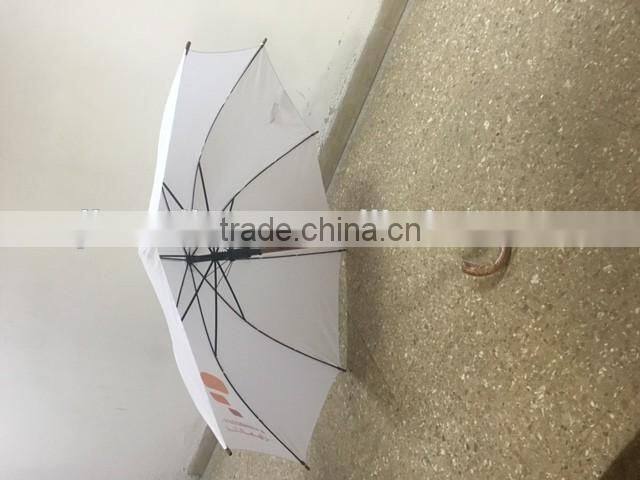white umbrella 23 INCH 8 RIB auto open promotion white umbrella Quality Wooden white color Umbrella with Wood Shaft Wood Handle