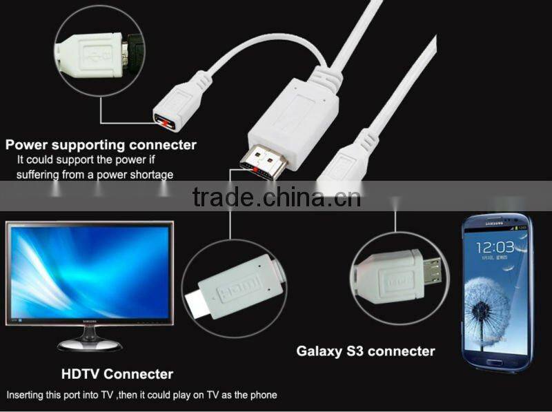 white MHL MIcro USB 5 pin to Female Cable