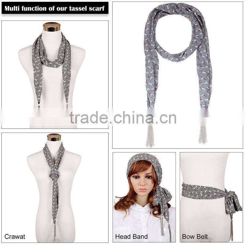 2015 Preppy style presentative leaves printing fashion chiffon scarf