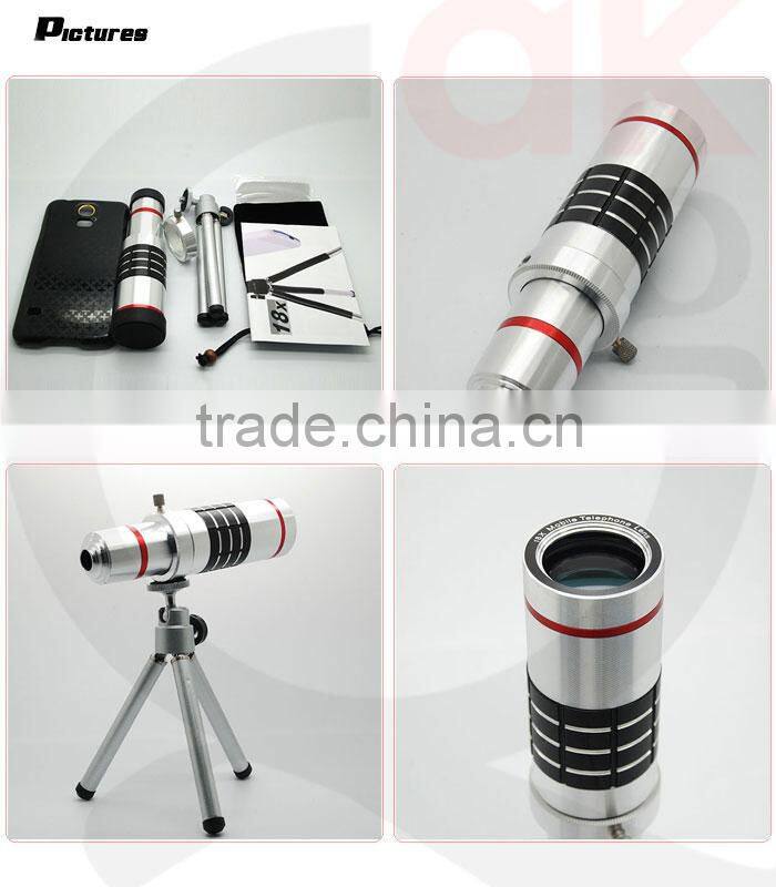 Adjustable 18X Optical Aluminum zoom camera Telescope lens for htc