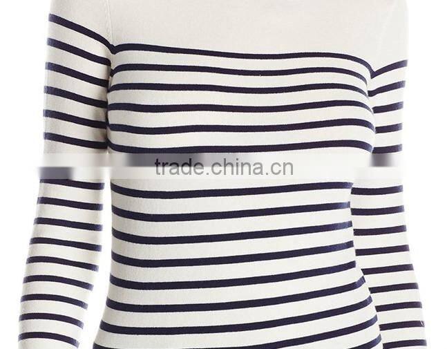 Women's Long Sleeve black stripe 12GG knitted Cardigan Sweater