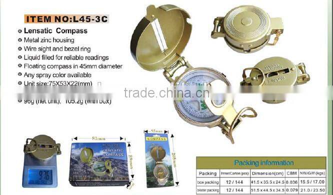 Outdoor travel new product multifuctional military GI style metal lensatic compass