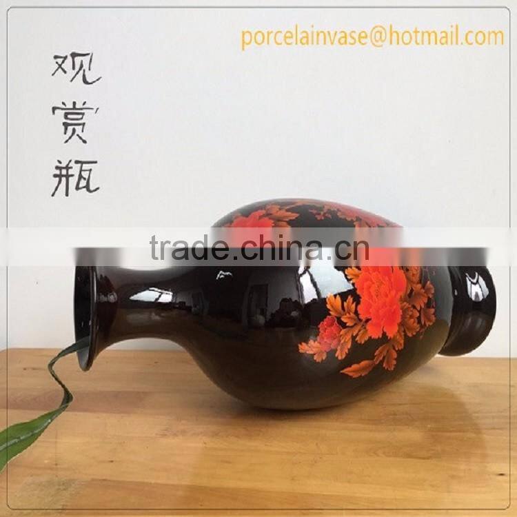 2016 high quality black modern pottery vase