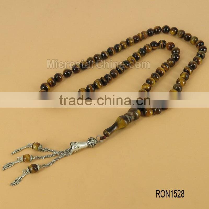Handmade Tasbih Prayer Beads Worry Stone Misbaha 66 Beads Rosary Tigereye