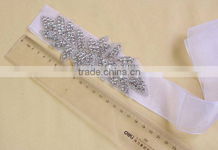 Wholesale Beaded Embroidery Rhinestone Sash Bridal Crystal Jewelry Appliques