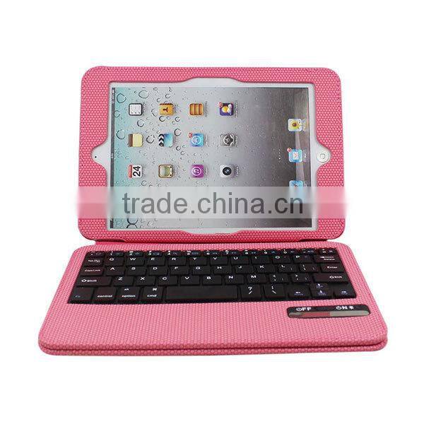For ipad mini leather case bluetooth keyboard with supporter
